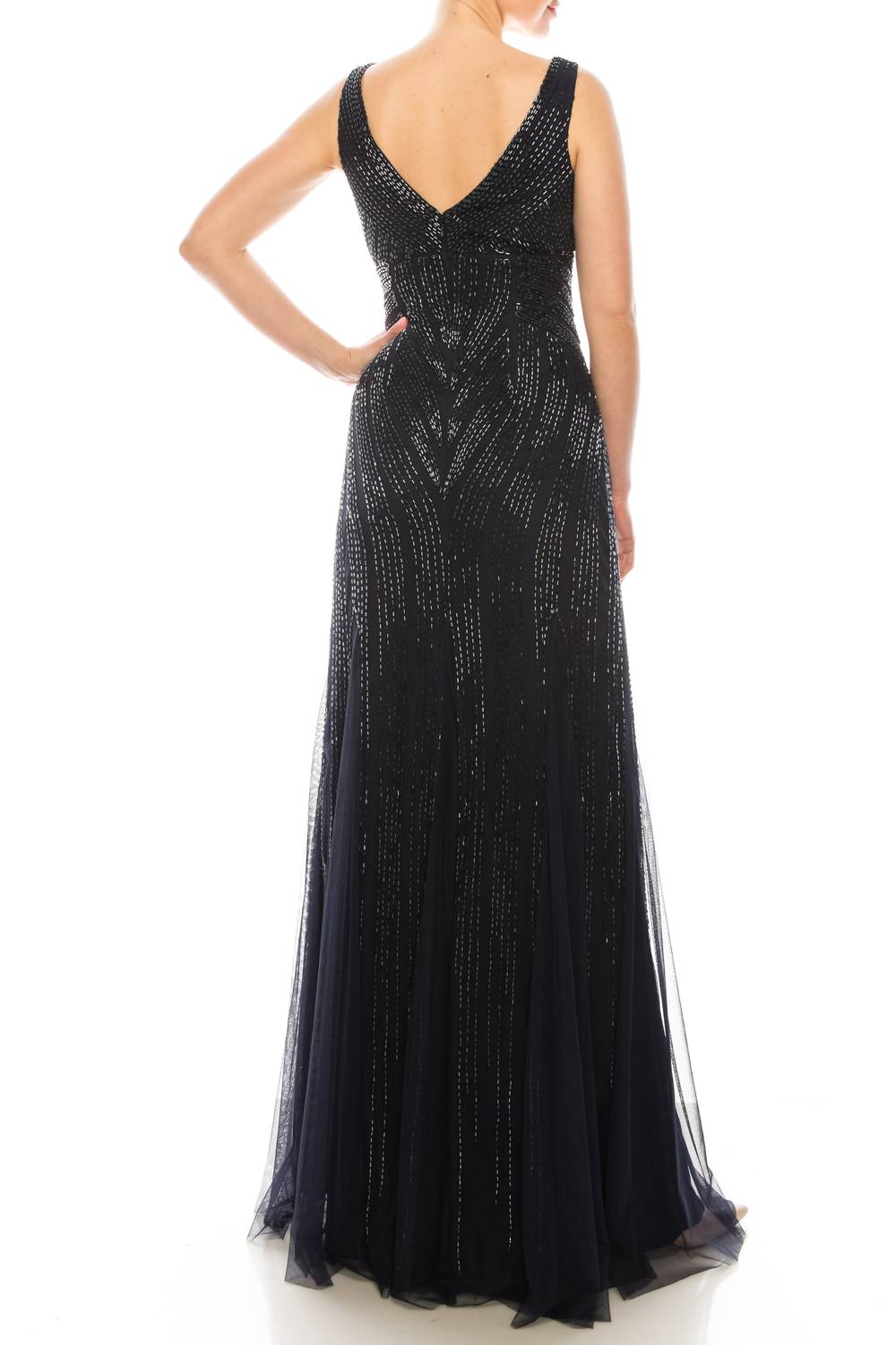 Aidan Mattox - V-neck Sleeveless Beaded Evening Gown
