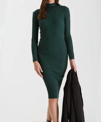 The Workshop Studio - MOCK NECK LONG SLEEVE SWEATER KNIT MIDI DRESS