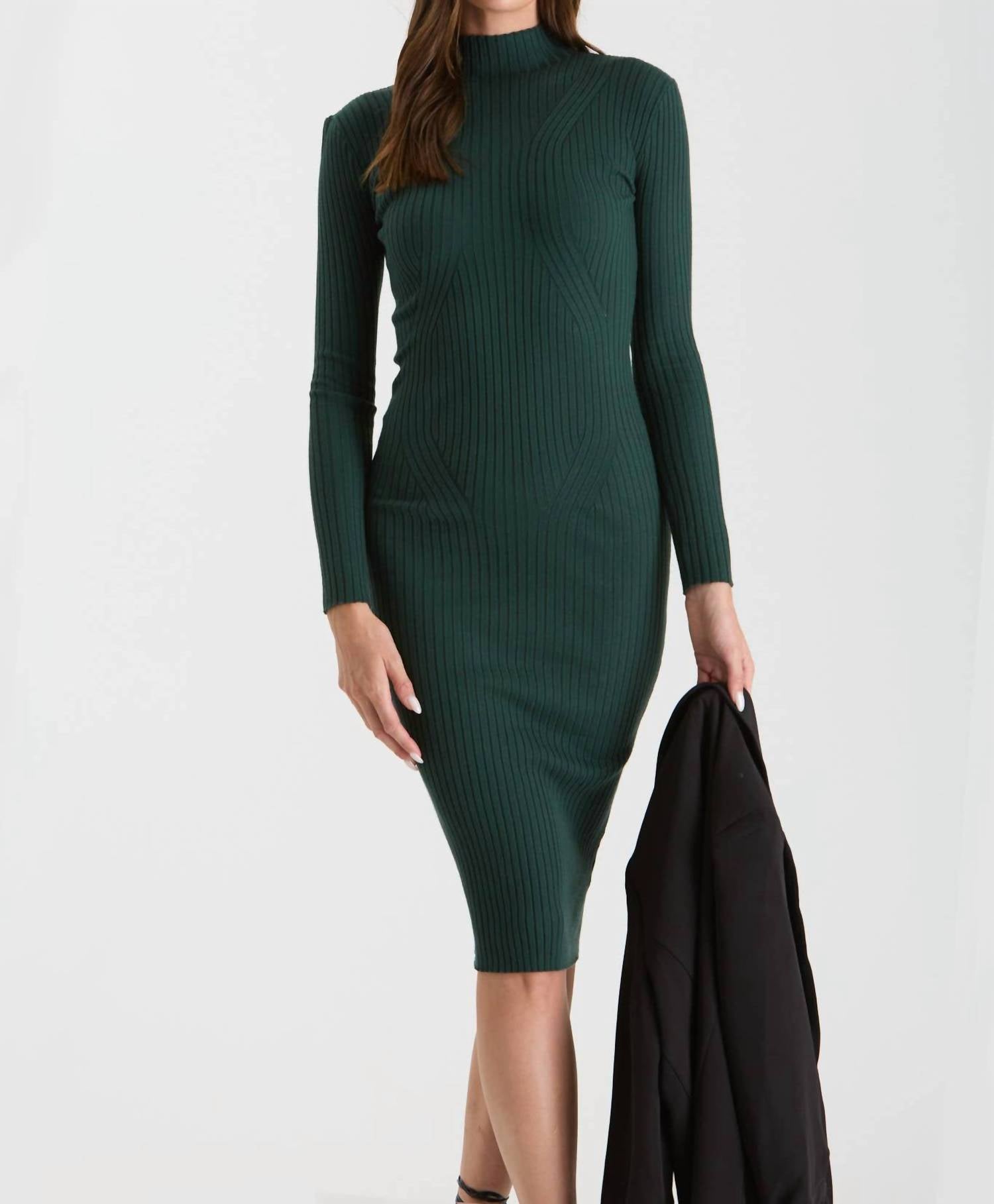 The Workshop Studio - MOCK NECK LONG SLEEVE SWEATER KNIT MIDI DRESS