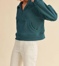 Aemi + Co - Dove Funnel Neck Half Zip Sweatshirt