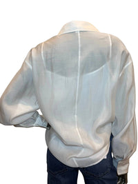 Jessie Liu - Contrast Cuff Trim Voile Button Down Shirt