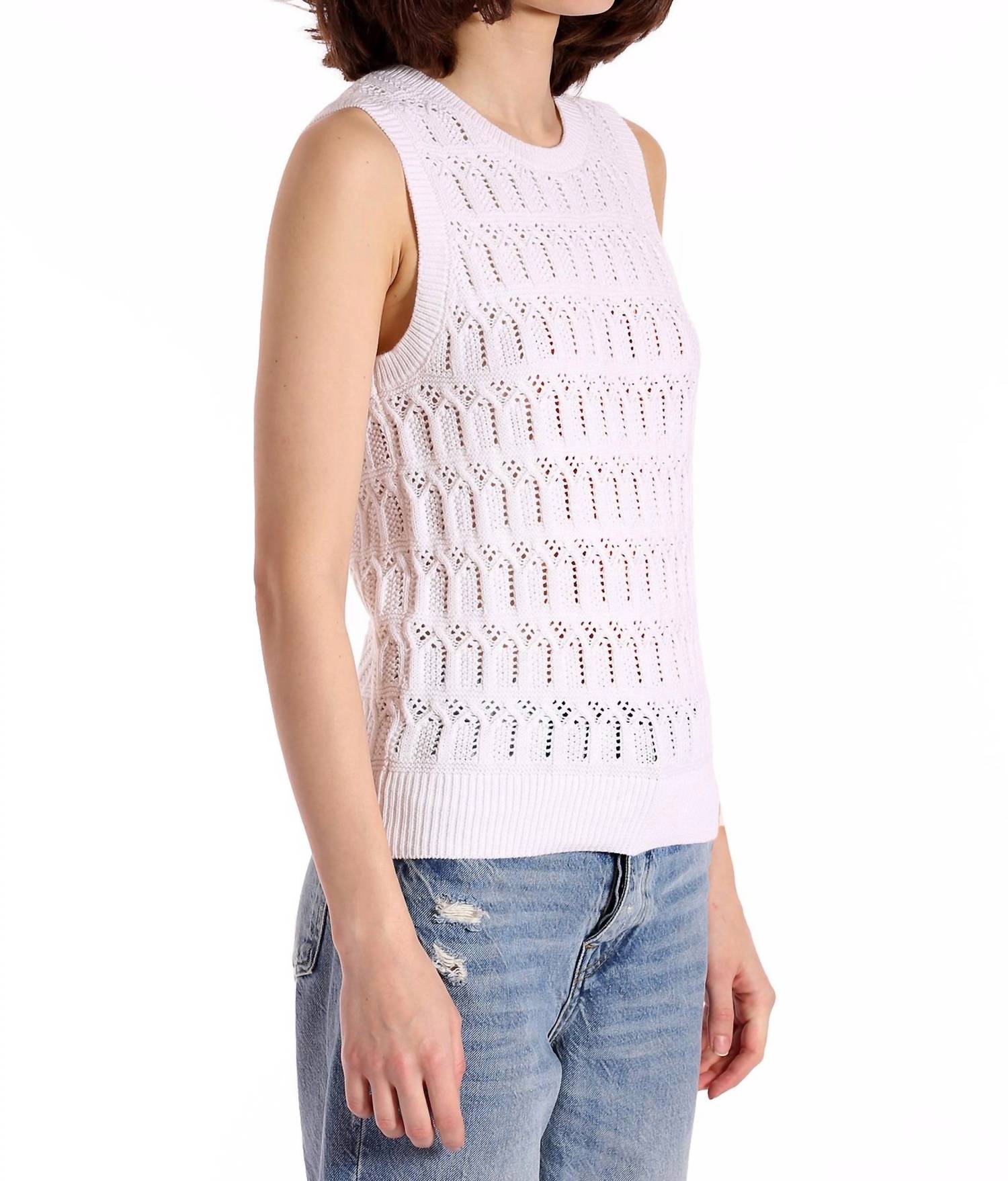Minnie Rose - Pointelle Cotton Cashmere Sleeveless Top