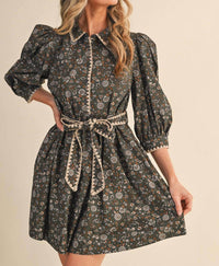 &Merci - Puff Sleeve Floral Mini Dress