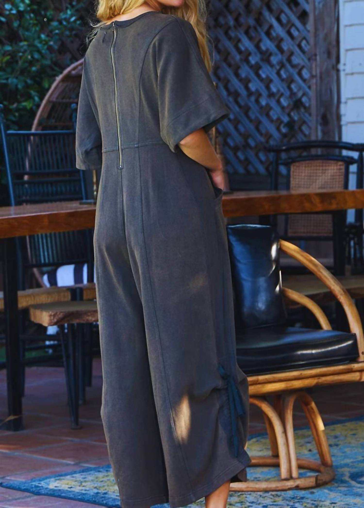 Bucketlist - Mineral Washed Oversize Wide Leg Jumpsuit