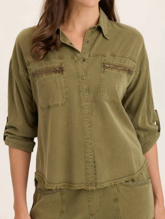 Wearables - Pigment Knapp Twill Utility Button Up Top