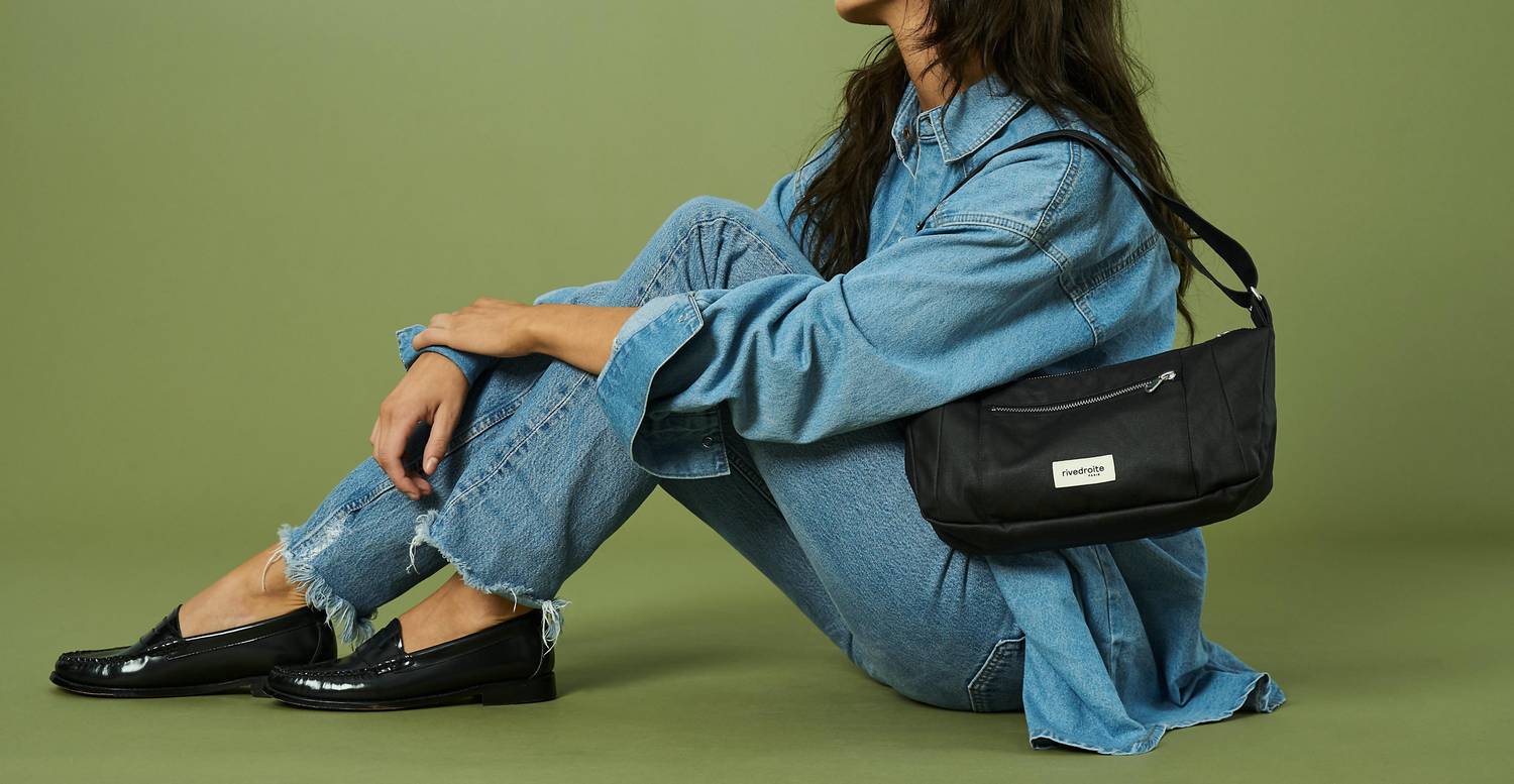 Rivedroite Paris Women's Charlot Micro Waxed Canvas Handbag in black - women's bag - alternate view