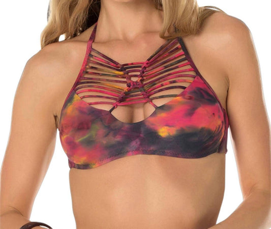 Becca - Women's Tie Dye Macrame Halter Bikini Top