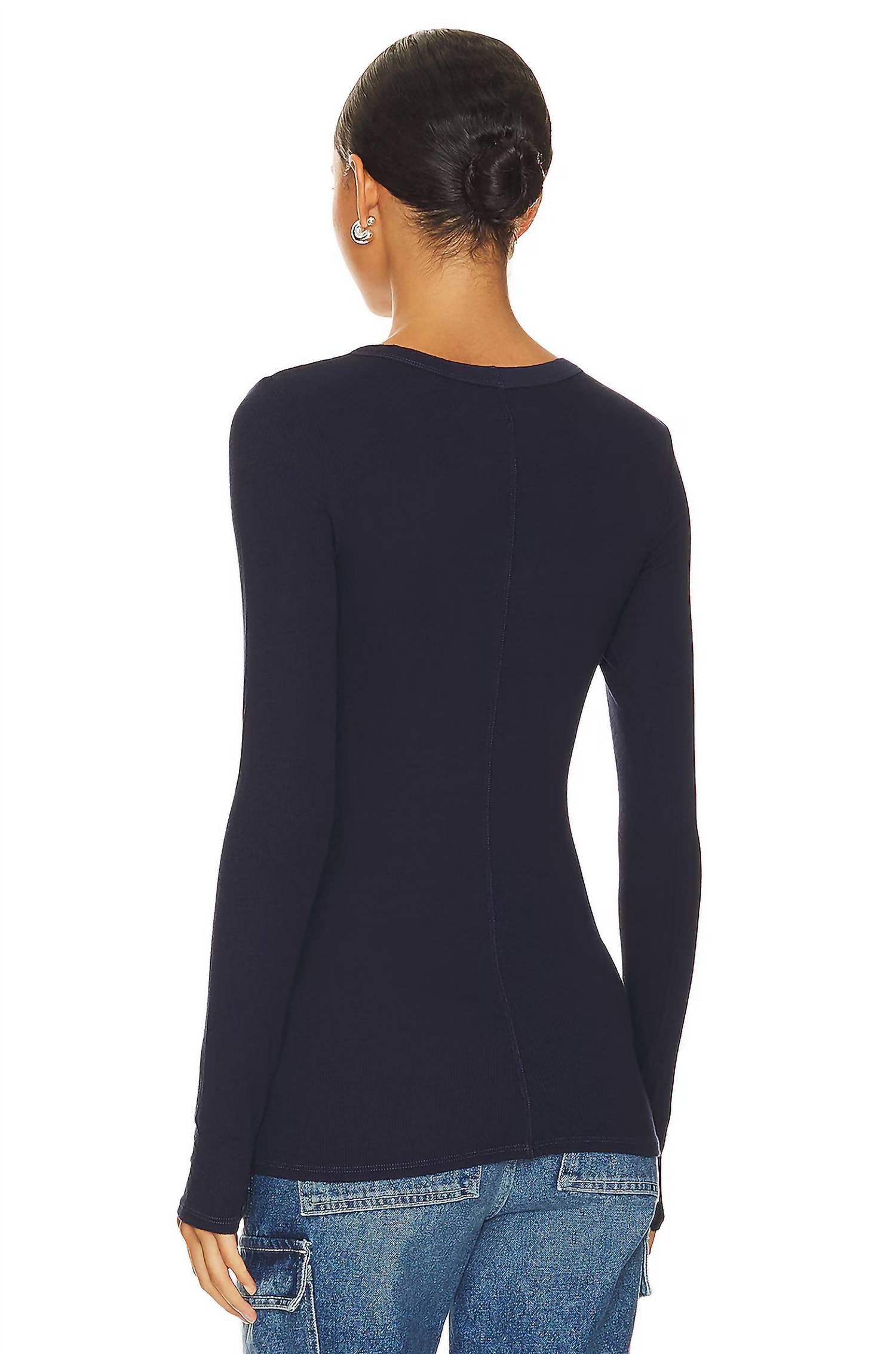 Enza Costa - SILK KNIT LONG SLEEVE CREW TEE