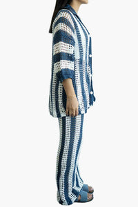 Little Trendy - Cover Up Button Up Tops With Pants Crochet Set