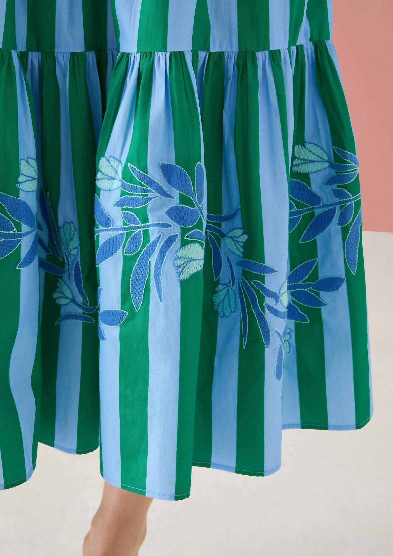 Alivia Gianna Dress in parasol stripe embroidery - women's dress - alternate view