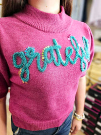 Peach Love - Grateful Puff Sleeve Sweater