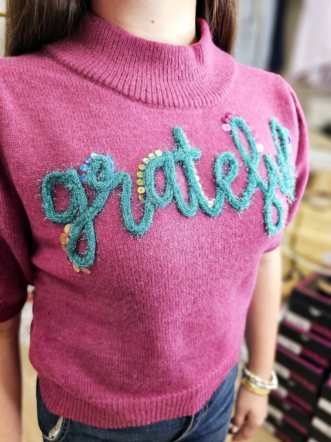 Peach Love - Grateful Puff Sleeve Sweater