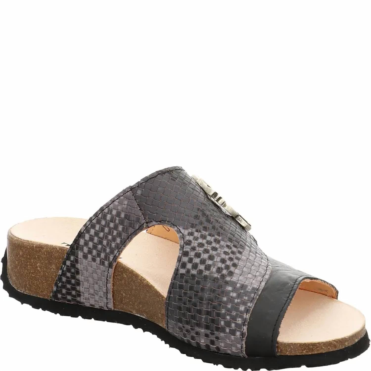 Think! Women's Mizzi Face Sandals in black combi - women's sandal - detail view