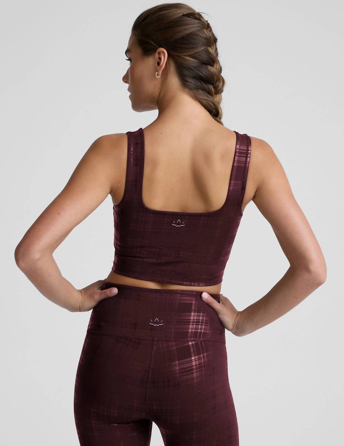 BEYOND YOGA Studio High Cropped Tank in burgundy - women's tank top - detail view