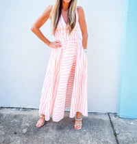 Entro - Cotton Candy Skies Striped Midi Dress