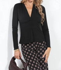 Veronica M - Long Sleeve Vee Neck Top