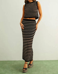 Nyland - Kerensa Crochet Knit Straight Long Skirt