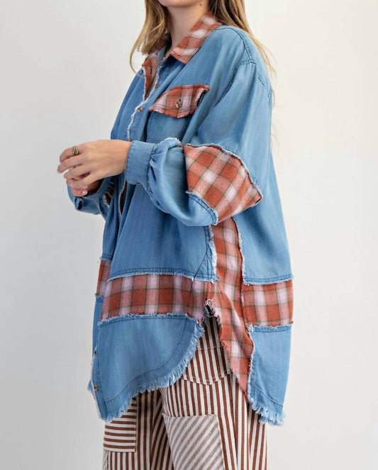 Easel - Plaid Chambray Button Down Shirt