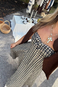 Sky To Moon - Gingham Open Back Maxi Dress