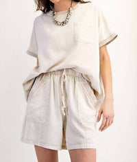 Easel - Mineral Washed Pull-on Shorts