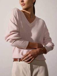 Brochu Walker Leia Vee Cashmere Sweater in rose quartz - women's sweater - view 4