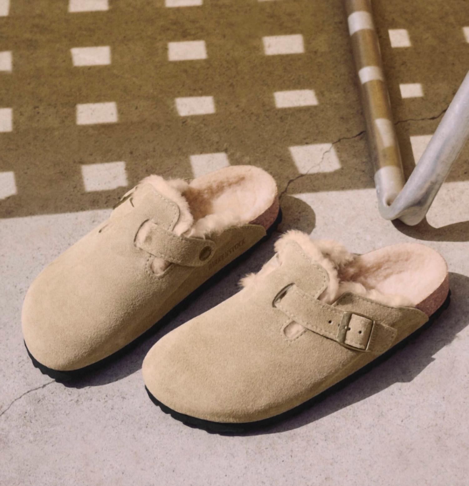 Birkenstock - Women's Boston Suede Shearling Clogs