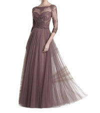 Montage By Mon Cheri - A-line Gown With Three-quarter Length Sleeves