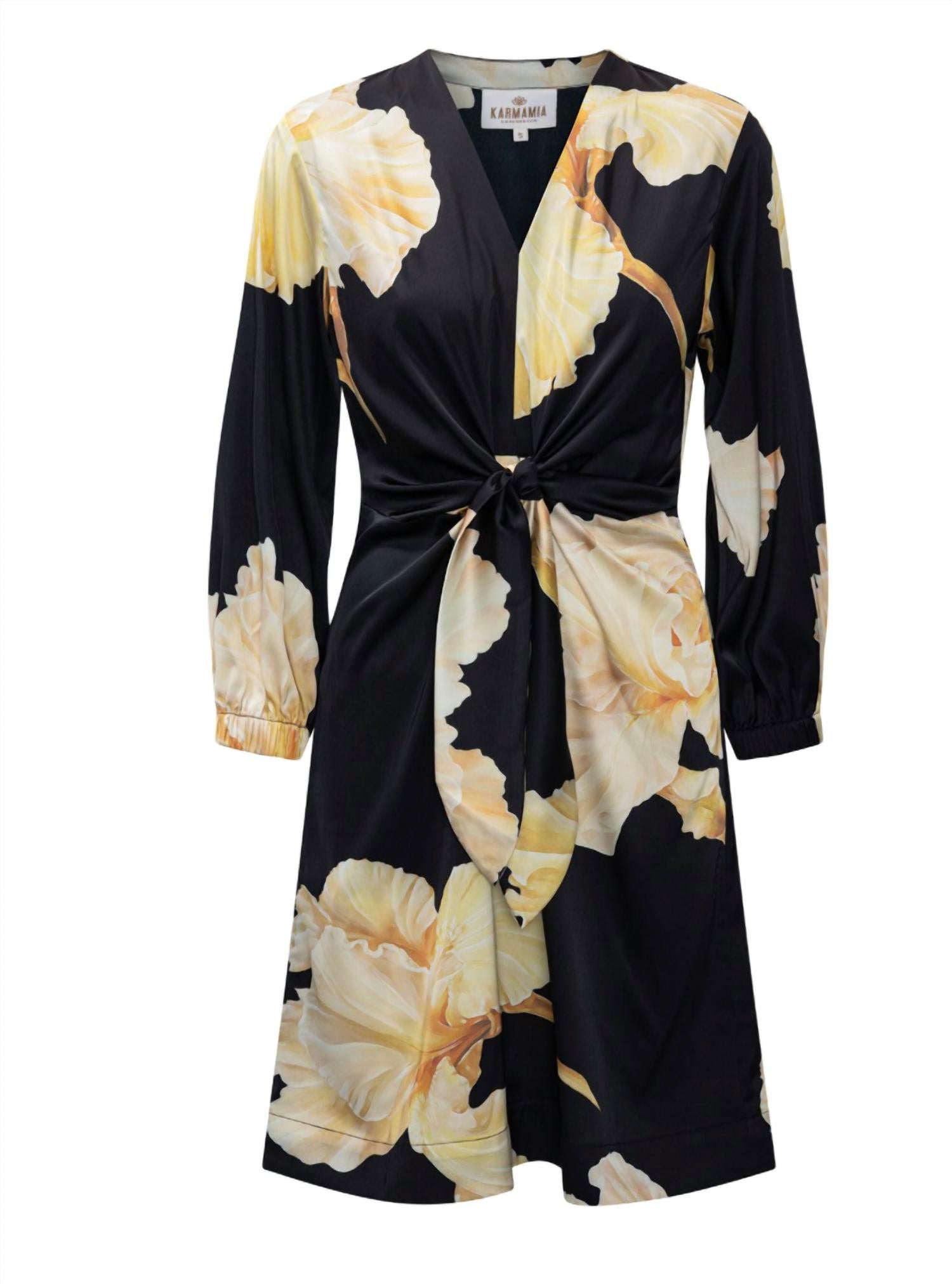 Karmamia FAYE MINI DRESS in gold maxi flower - women's dress - alternate view