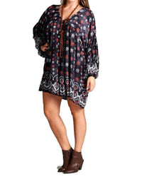 Velzera - Baby Doll Bohemian Peasant Mini Dress