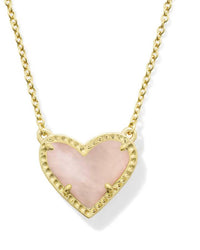 Kendra Scott - Women's Ari Heart Rose Quart Pendant Necklace