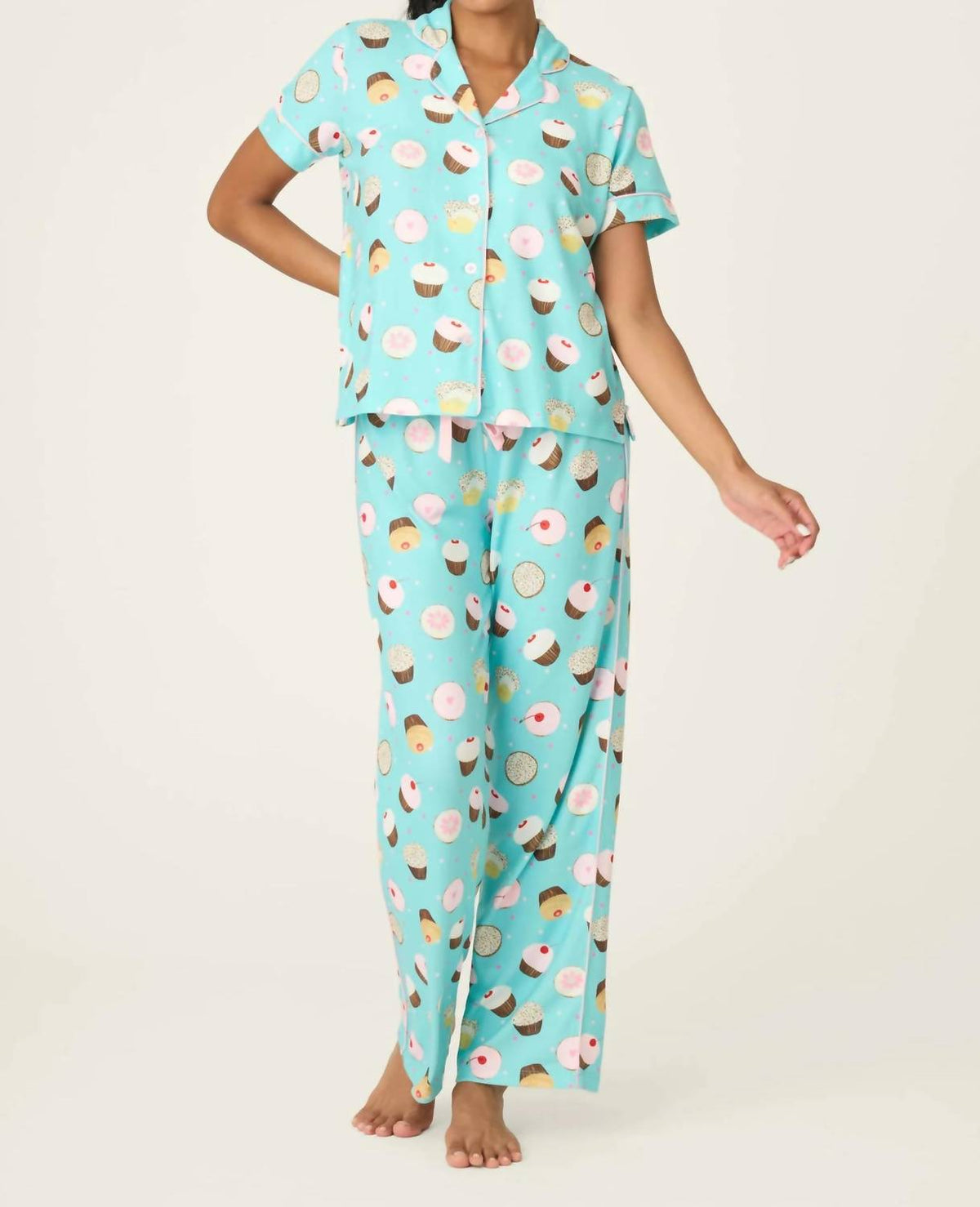 Pj Salvage - Sweet Life Cupcake Print 3-piece Pajama Set