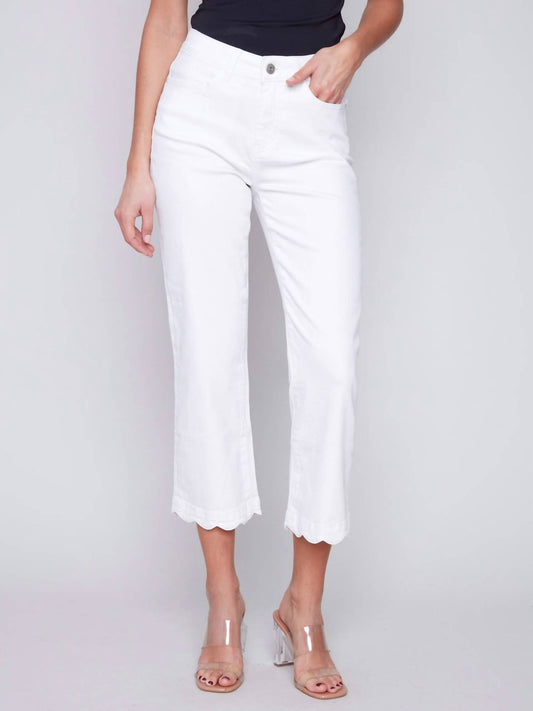 Charlie B - Straight Leg Twill Denim Scalloped Hem Jeans