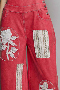 Pol - Floral Lace Patchwork Overalls