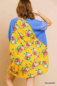 Umgee - Striped & Floral Pocket Dress