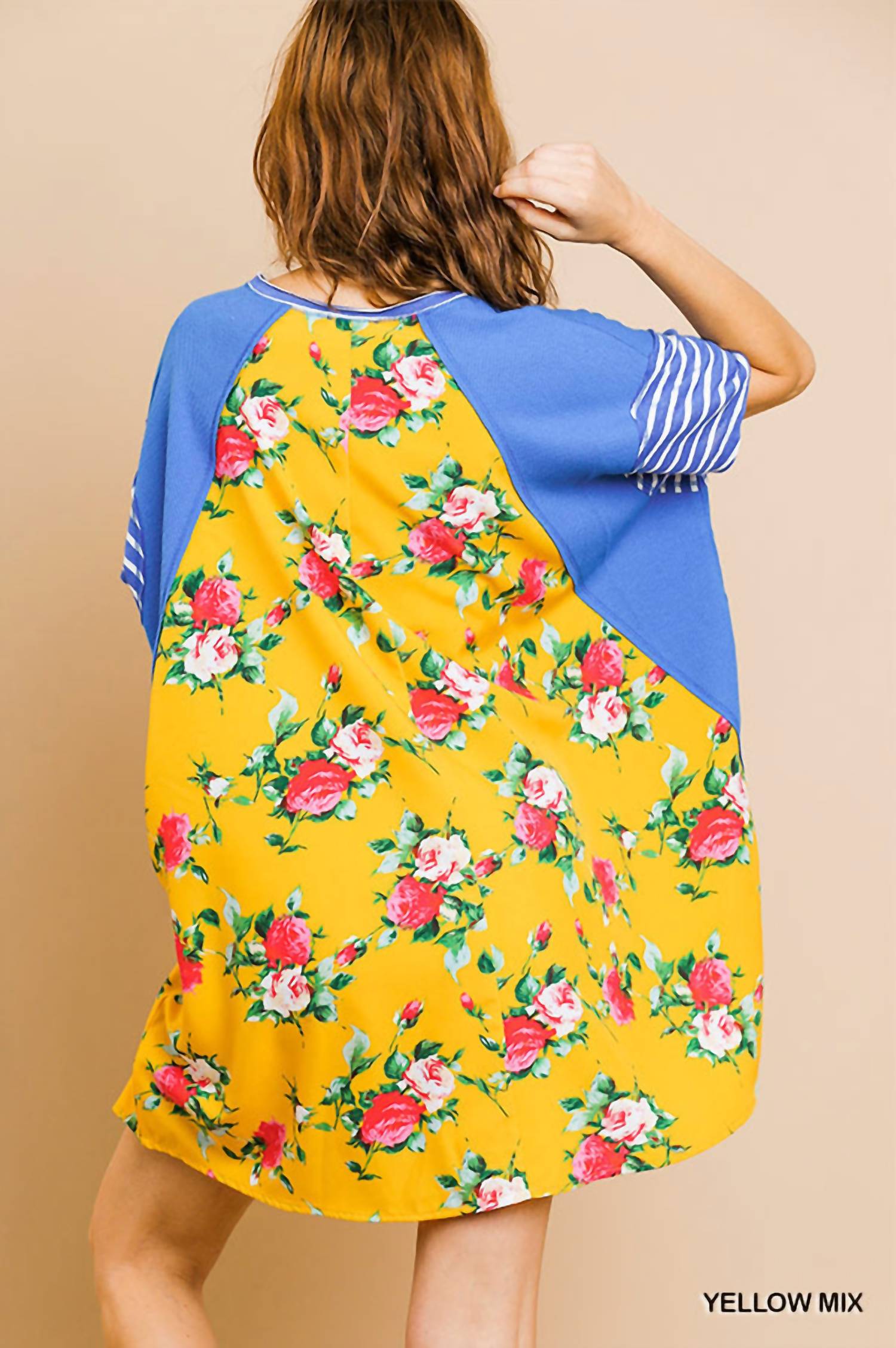 Umgee - Striped & Floral Pocket Dress