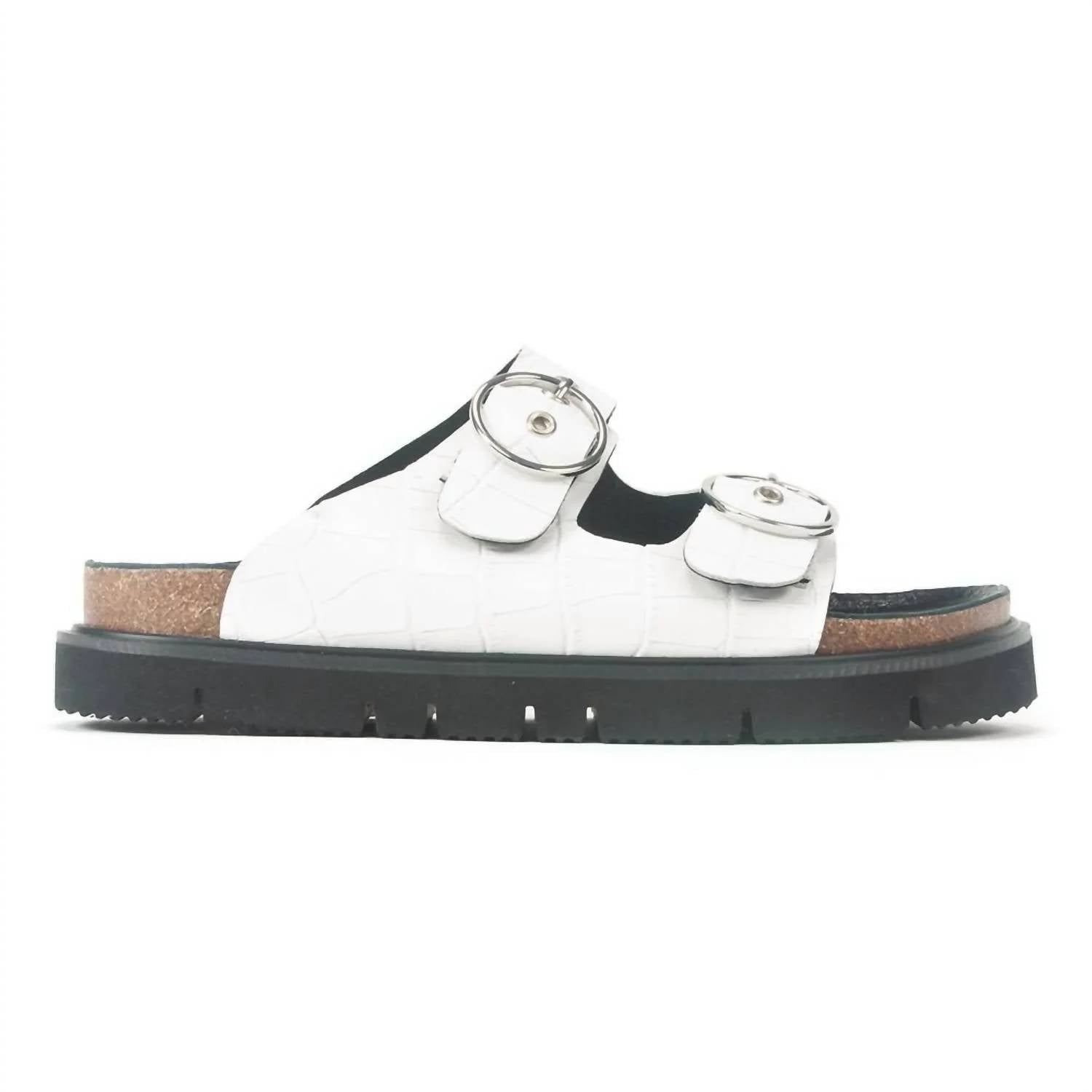All Black - Women's Circle Buckle Lowform Sandal