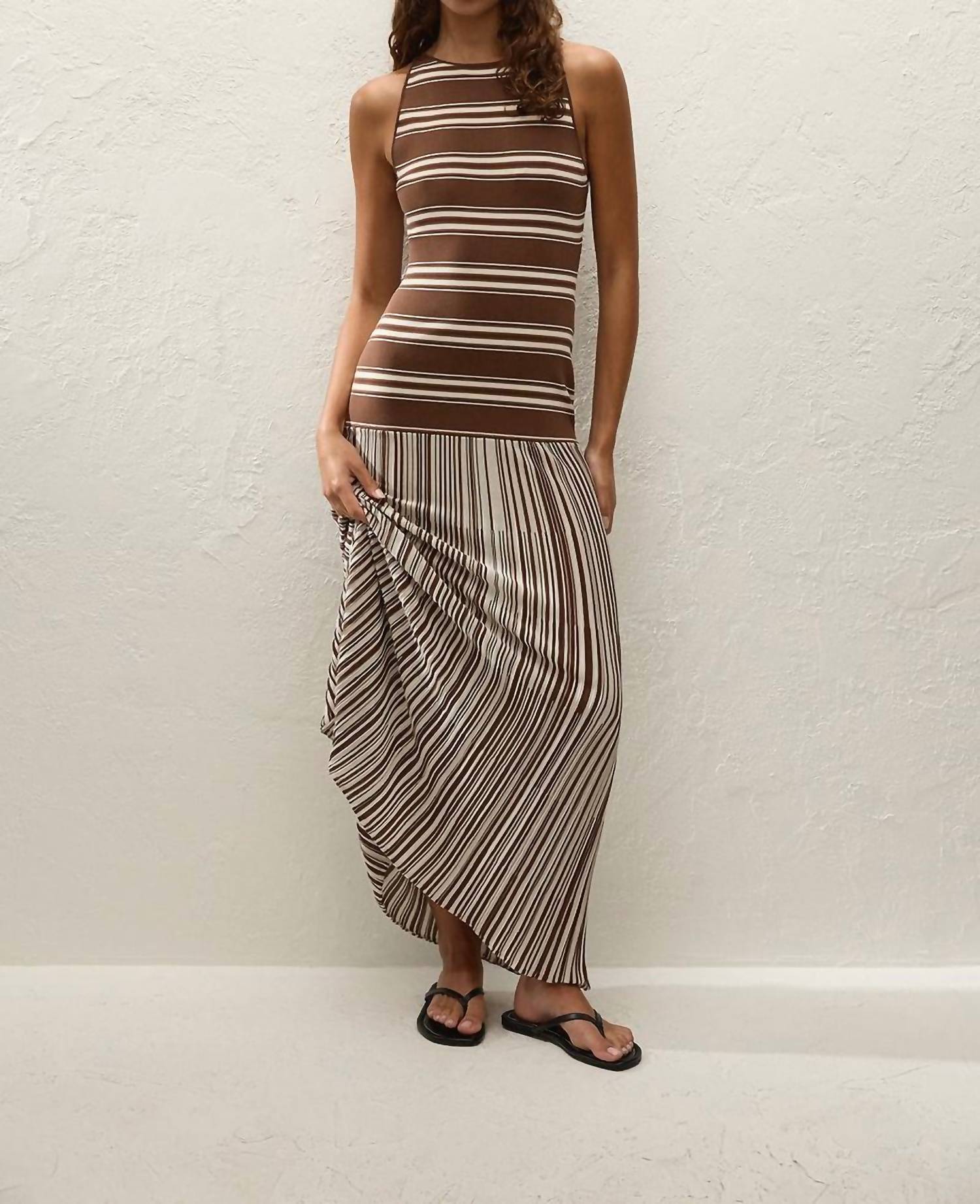 FAITHFULL THE BRAND Tore Maxi Dress in ombre stripe macro carob - women's dress - view 5