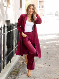 Skies Are Blue - Faux Suede Wide Legged Pants