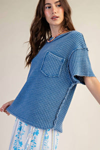 Easel - Short Sleeve Waffle Knit Top