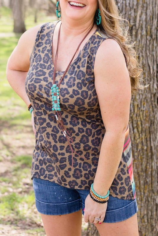 Crazy Train - Leopard & Serape Tank - Plus