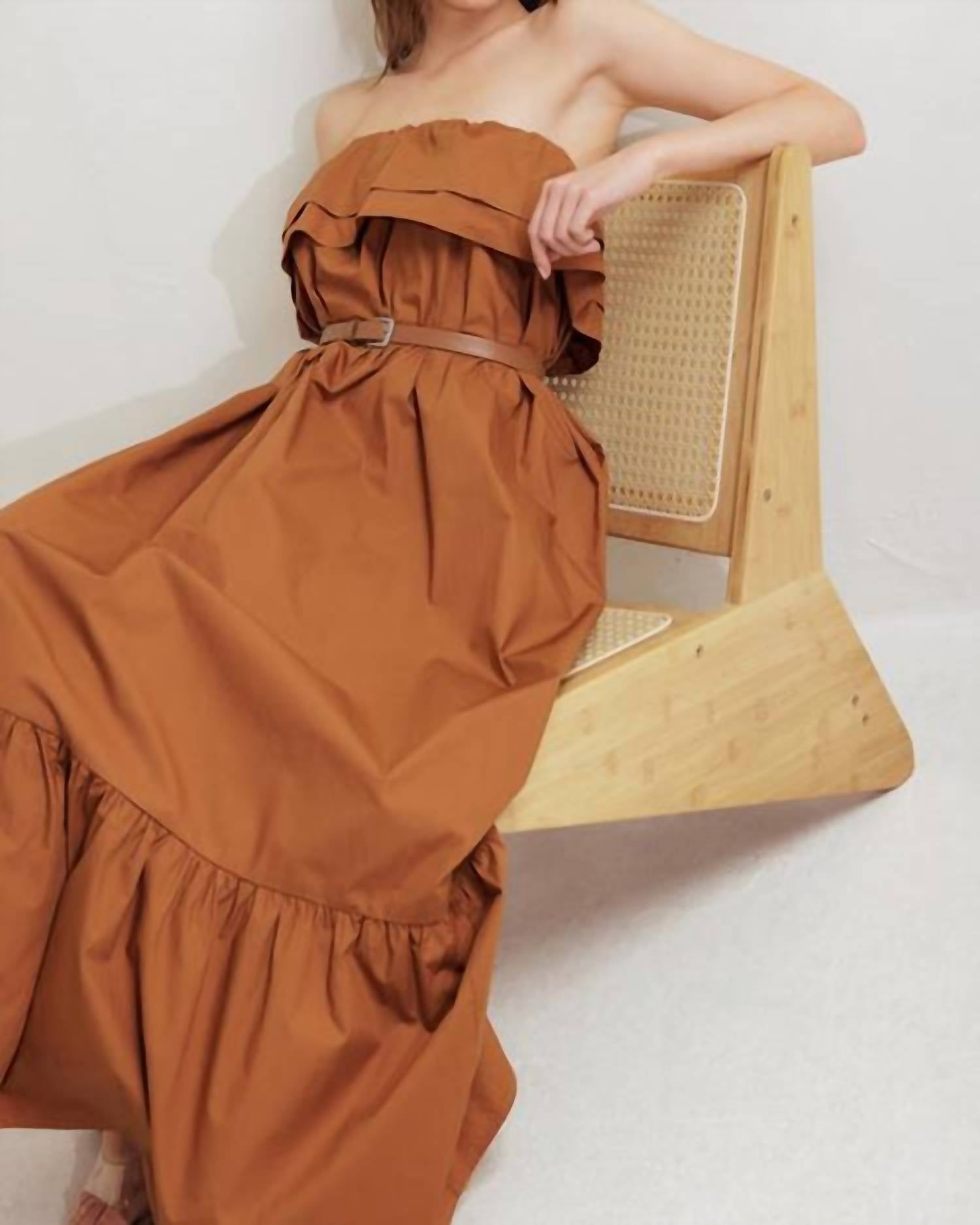 Flying Tomato - Strapless Milk And Honey Woven Midi Dress