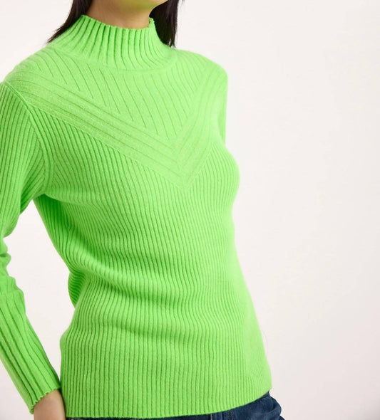 Brodie Cashmere - Cara Chevron Rib Mock Neck Top