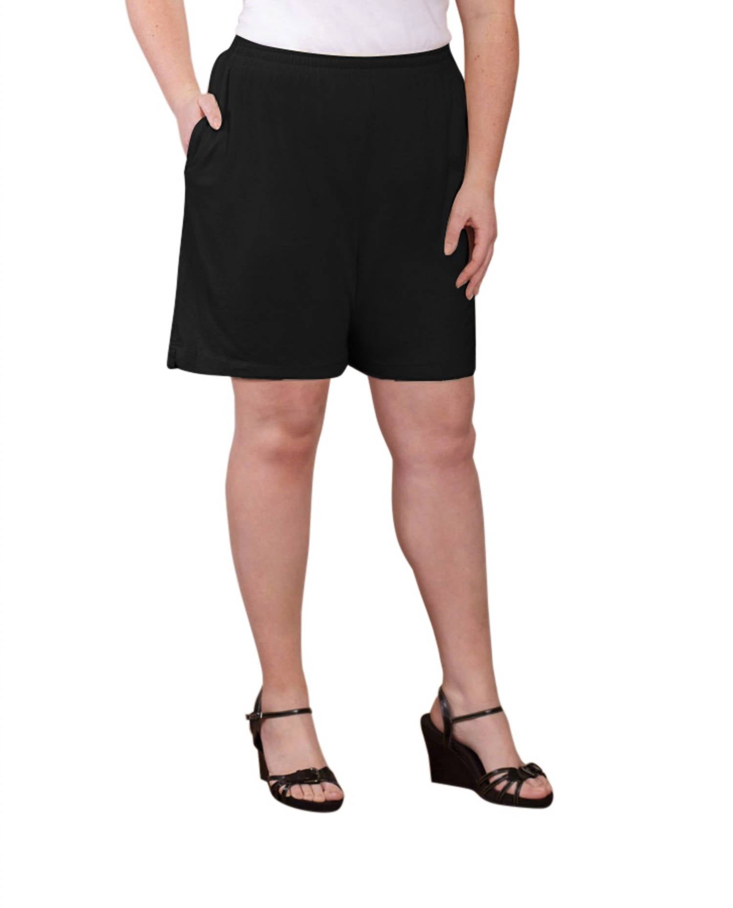 On The Plus Side - Side Jersey Cotton Shorts - Plus