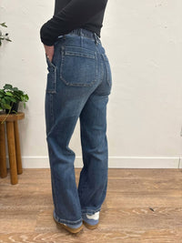 Judy Blue High Waist Drawstring Jean in dark wash - women's jeans - alternate view