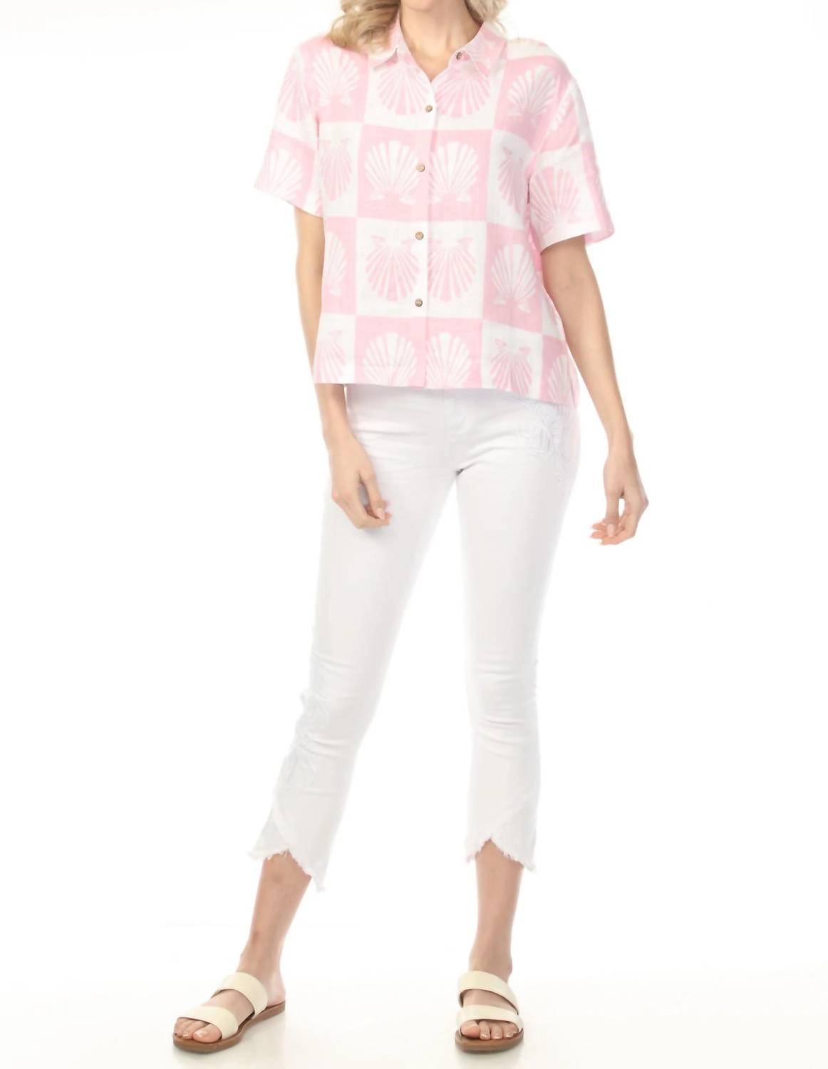 Charlie B - Cropped Embroidered Fringe Tulip Hem Jeans