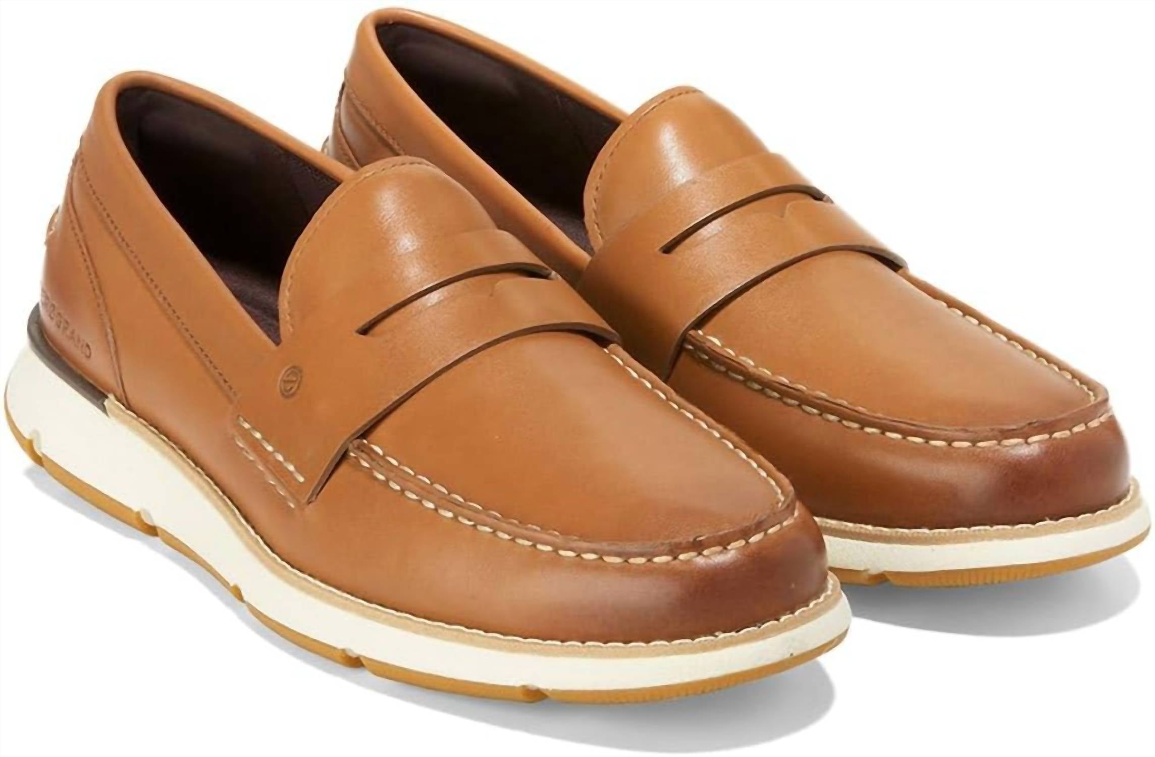 COLE HAAN Men's Zerogrand Penny Loafers in brown - men's loafer - detail view