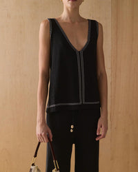 Sancia Women's The Skye Knit Tank in black - women's tank top - detail view