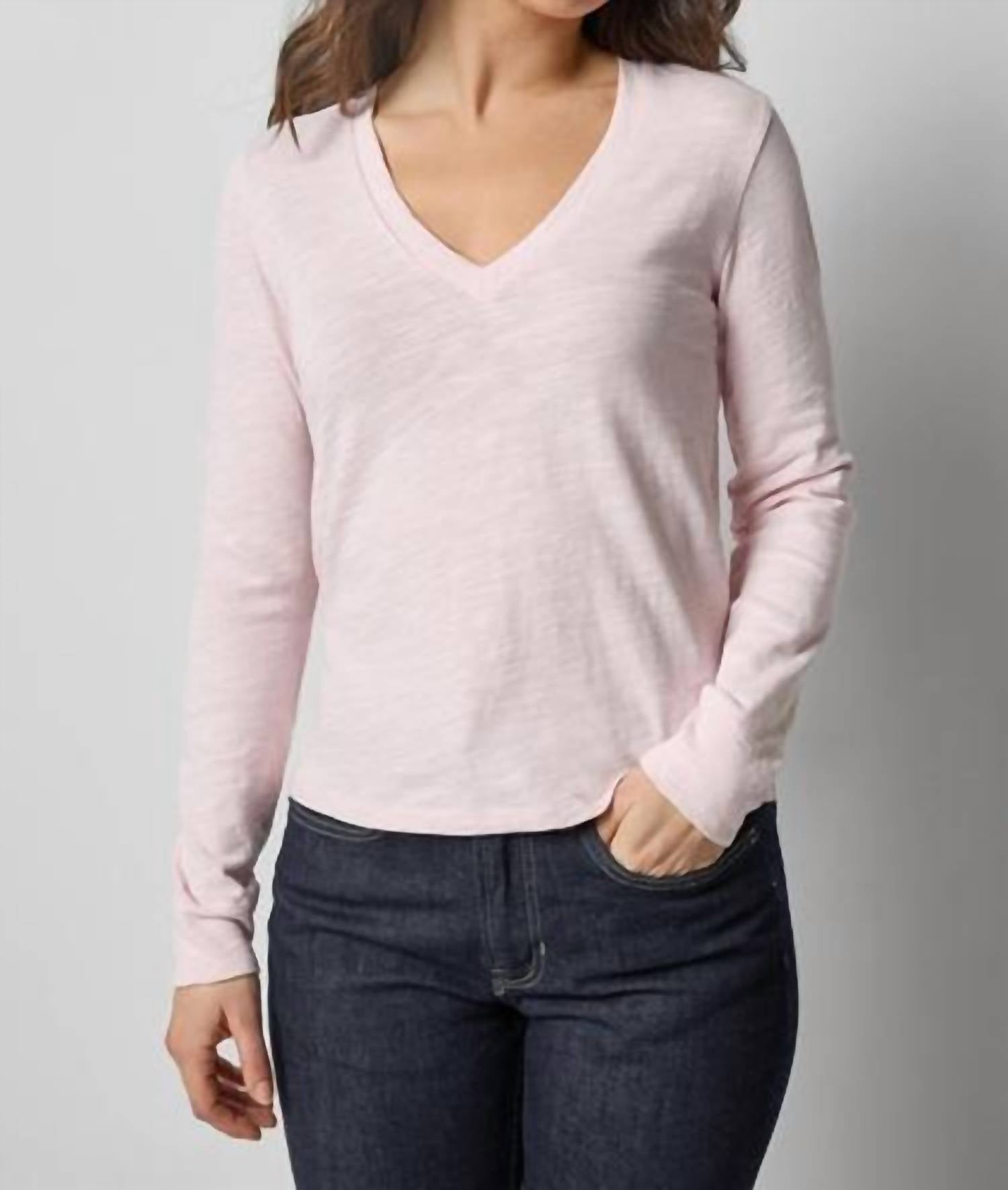 Lilla P - Long Sleeve Self Trim V-neck Tee
