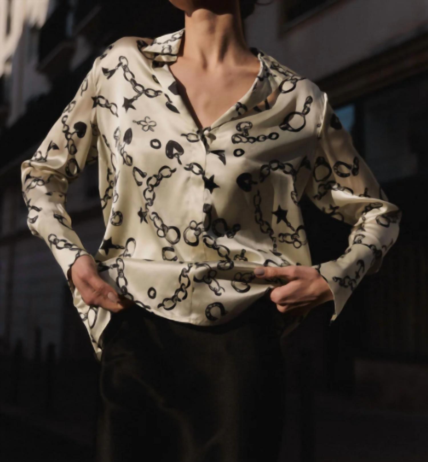 Catherine Gee - Daria Charms French Cuff Silk Blouse