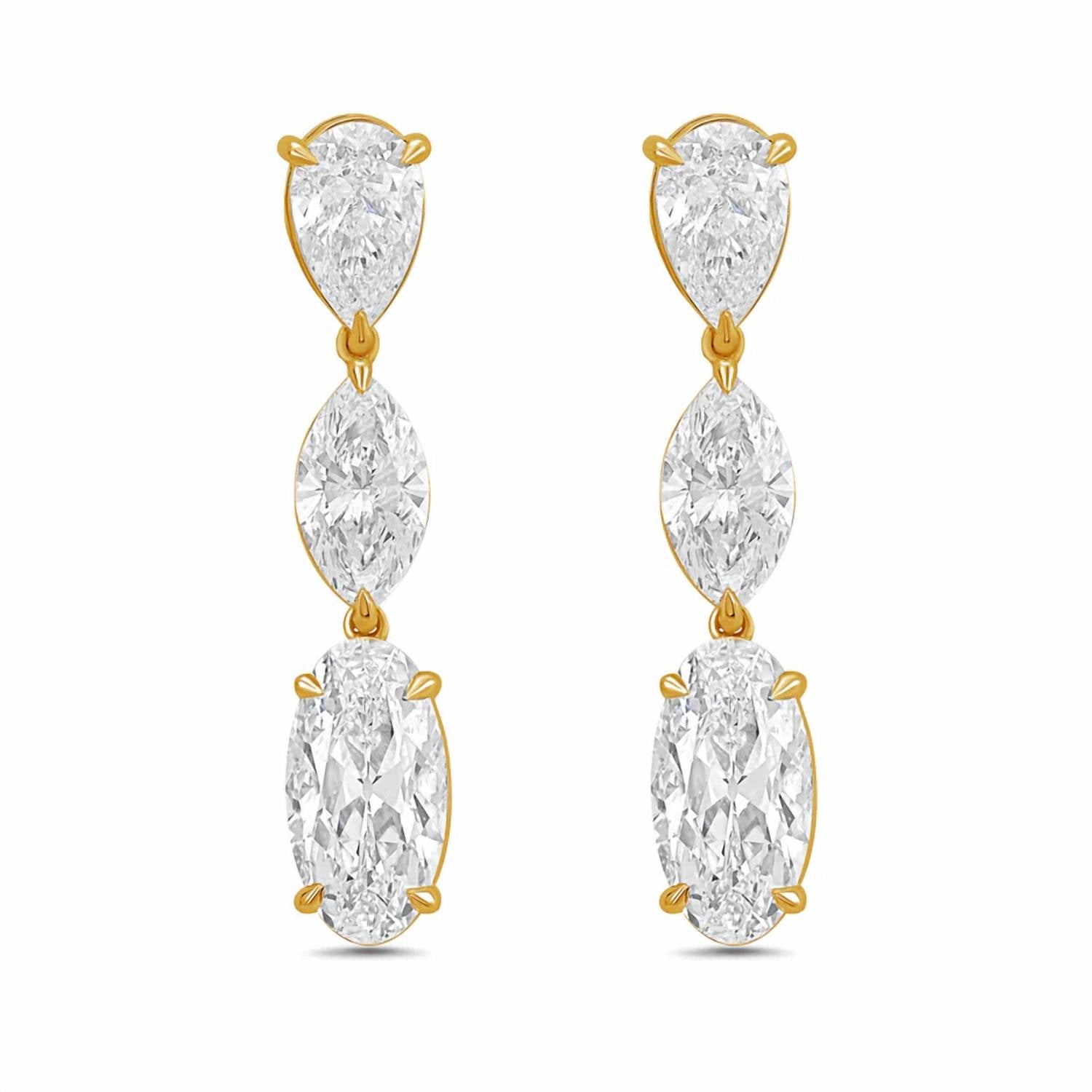 Diana M Jewels - Women's Pear Lab-Grown Diamond Stud Earrings (13.00 Ct TCW) - Signature
